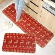 Lomyolo Christmas Decoration Christmas Kitchen Rugs and Mats Runner Winter Holiday Kitchen Rug Seasonal Low-Profile Non Slip Kitchen Floor Mat Xmas Decor 2 Set 16''x24''+16''x47'' Santa Snow
