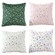 Lomyolo Christmas Pillow Covers Set of 4 - 18x18Inches Luxury Faux Fleece Pillowcases, Xmas Rustic Throw Cushion Cases Tree Reindeer Snowflake for Winter Holiday Couch Decor
