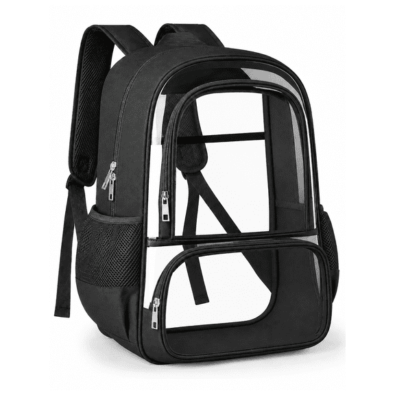 Lomyolo Clear Backpack for School Boys Girls Adult Transparent Bookbag with Reinforced Straps & 400D Oxford Fabric, Large Capacity Heavy Duty Backpack for Travel, Security, Work, College, Men & Women