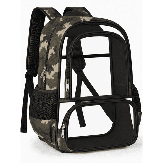 Lomyolo Clear Backpack for School Boys Girls Adult Transparent Bookbag with Reinforced Straps & 400D Oxford Fabric, Large Capacity Heavy Duty Backpack for Travel, Security, Work, College, Men & Women