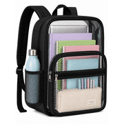 Lomyolo Clear Backpack for School, Transparent Bookbag with Reinforced Straps & 400D Oxford Fabric, Large Capacity Heavy Duty Clear Backpack for Travel, Security, Work, College, Men & Women- Black