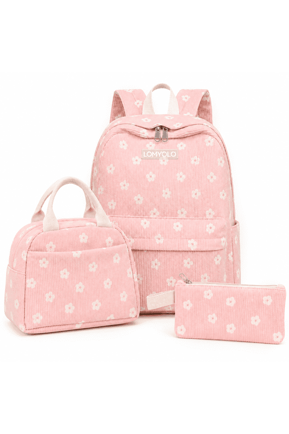 Cute 3-in-1 Kids Backpack Set for School Girls Ages 10+, Lightweight Bookbag with Insulated Lunch Bag & Pencil Case, Durable Backpacks for Teen Girls Daughter Fits 15 Inch Laptop - PINK
