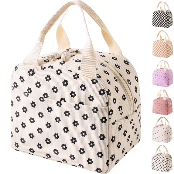 Lomyolo Cute Lunch Bag for Women Men - Large 9.8L Insulated Corduroy Lunch Tote Bag, Thermal Leak Resistant Lunch Cooler for Work, Travel, Picnic, Beach, Ideal Gift for Back to School