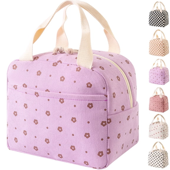 Lomyolo Cute Lunch Bag for Women Men - Large 9.8L Insulated Corduroy Lunch Tote Bag, Thermal Leak Resistant Lunch Cooler for Work, Travel, Picnic, Beach, Ideal Gift for Back to School