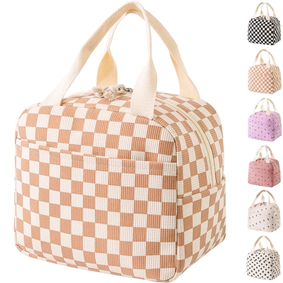 Lomyolo Cute Lunch Bag for Women Men - Large 9.8L Insulated Corduroy Lunch Tote Bag, Thermal Leak Resistant Lunch Cooler for Work, Travel, Picnic, Beach, Ideal Gift for Back to School