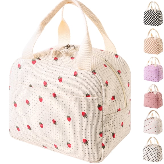 Lomyolo Cute Lunch Bag for Women Men - Large 9.8L Insulated Corduroy Lunch Tote Bag, Thermal Leak Resistant Lunch Cooler for Work, Travel, Picnic, Beach, Ideal Gift for Back to School