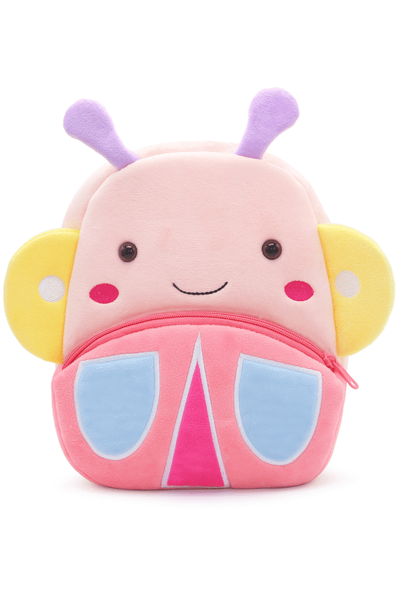 Cute Plush Animal Girls & Boys Backpack for Kids 2-6 Years - Adjustable Soft Cartoon Mini Travel Backpack for Baby Girl Boy, Machine Washable - Cute Butterfly