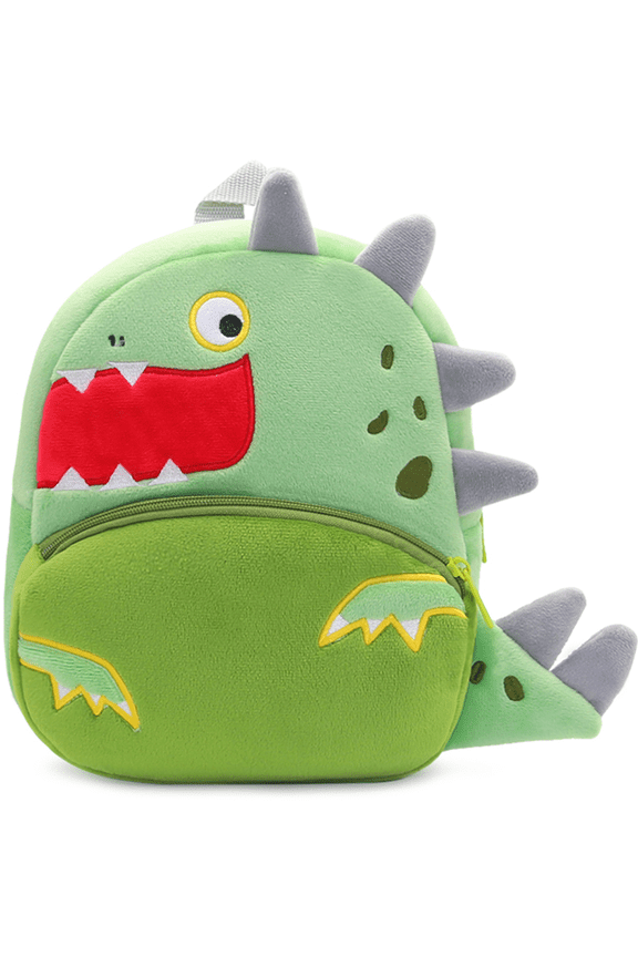 Cute Plush Animal Girls & Boys Backpack for Kids 2-6 Years - Adjustable Soft Cartoon Mini Travel Backpack for Baby Girl Boy, Machine Washable - Cute Dinosaur