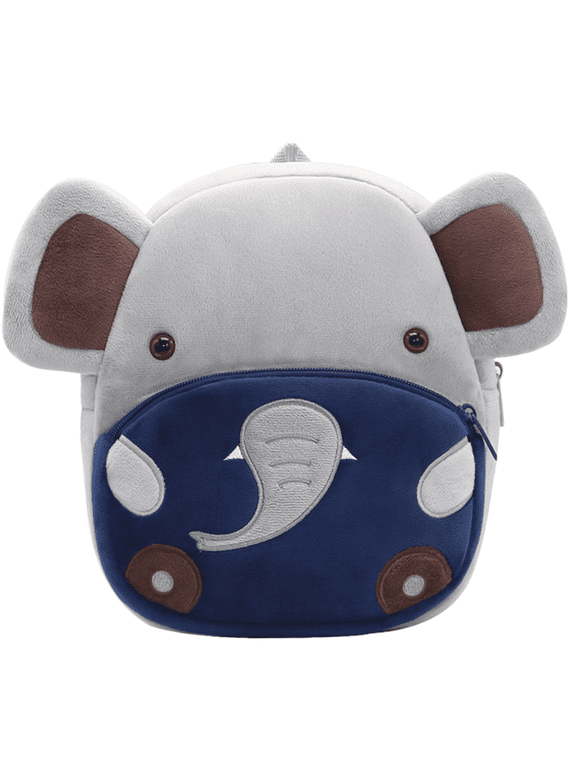 Cute Plush Animal Girls & Boys Backpack for Kids 2-6 Years - Adjustable Soft Cartoon Mini Travel Backpack for Baby Girl Boy, Machine Washable - Cute Elephant