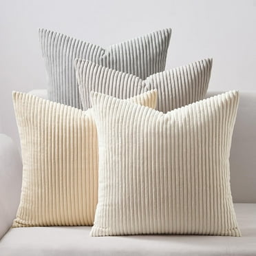 Lomyolo Decorative Couch Throw Pillow Covers 20x20 Inch Set of 4 Soft Corduroy Farmhouse Boho Pillow Cases Skin-Friendly Washable Neutral Cushion Covers for Couch, Bed,Kitchen Living Room,Bed, Sofa