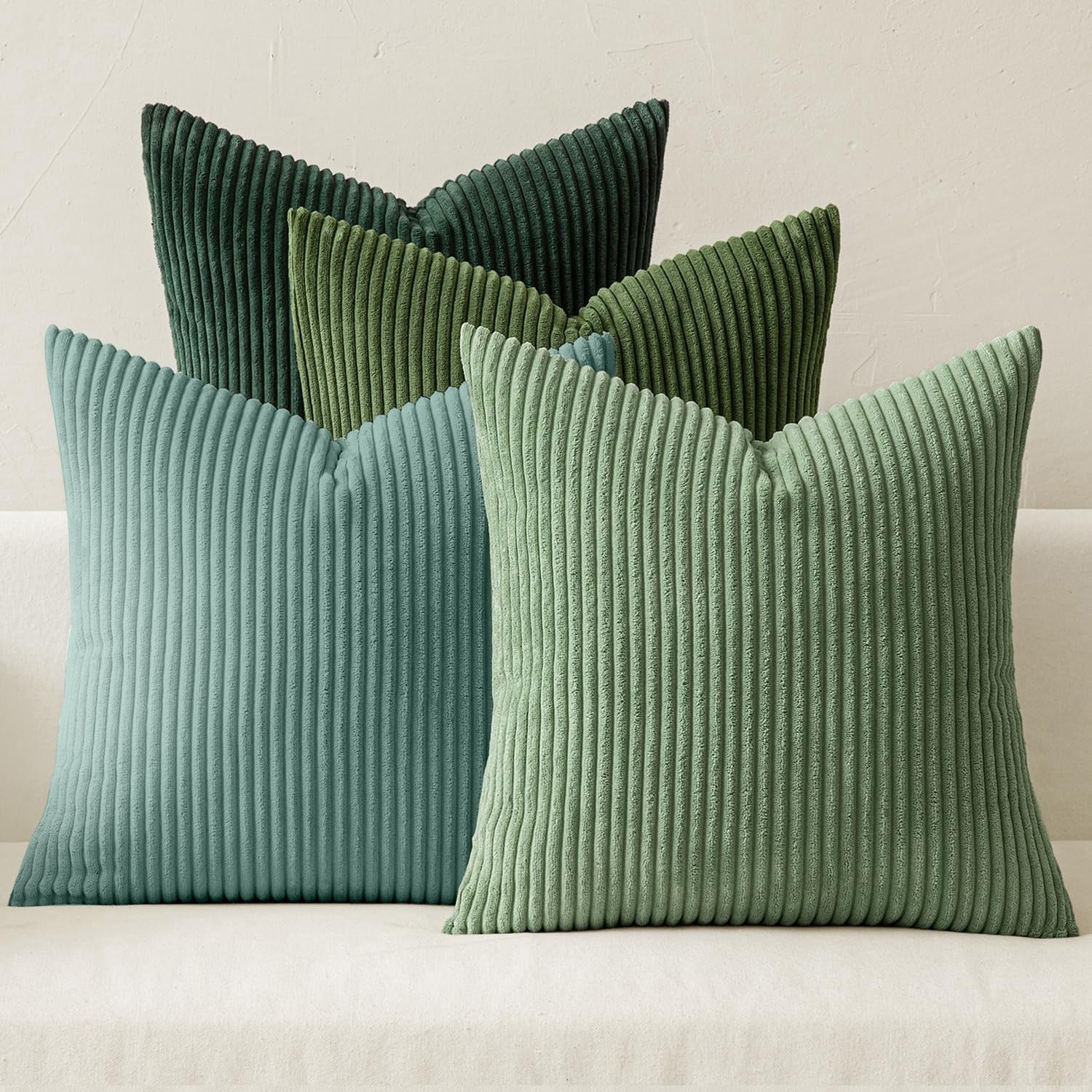 Lomyolo Fundas Decorativas para Cojines de Sofá 20x20 Pulgadas Juego de 4 Fundas de Almohada de Pana Suave Estilo Farmhouse Boho Amigables con la Piel Lavables Fundas de Cojín Neutras para Sofá, Cama, Cocina Sala de Estar, Cama, Sofá