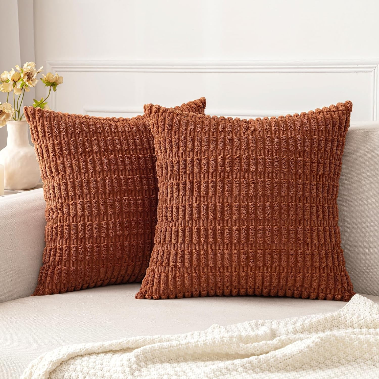 Lomyolo Fall Pillow Covers Decorative Throw Pillow Covers 18x18 Inch Soft Boho Striped Fall Pillow Covers Modern Farmhouse Home Decor for Sofa Living Room Couch 2 Pack - Walmart.com