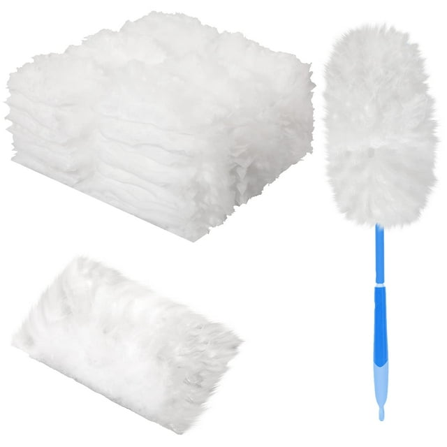 Lomyolo Heavy-Duty Duster Refills– 30 Pack Static Dust Removal Brush, Thickened Disposable Replacement with Heads for Electronics, Furniture Office Blinds & Ceiling Fans Cleaning-White