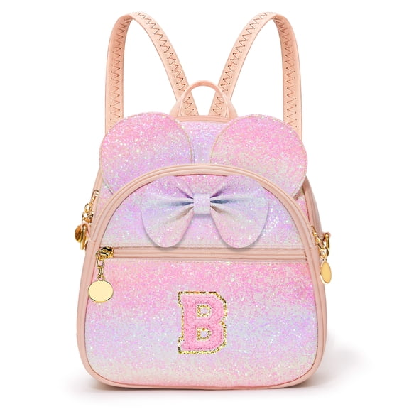 LOMYOLO Birthday Gifts for Girls Initial Mini Kids Backpack Girls Personalized Initial Crossbody Bag Gifts for Daughter Sister Niece, Lightweight Kid Backpacks for Preschool, Daycare, Travel - B
