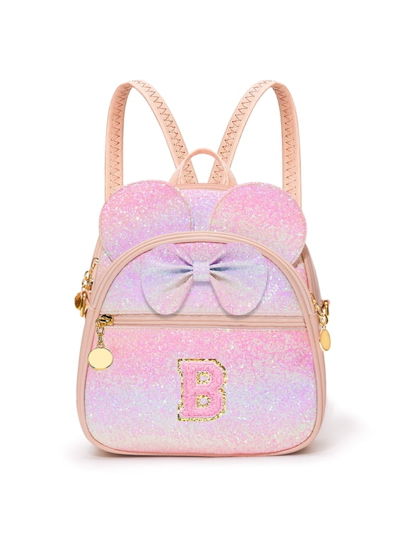 Birthday Gifts for Girls Initial Mini Kids Backpack Girls Personalized Initial Crossbody Bag Gifts for Daughter Sister Niece, Lightweight Kid Backpacks for Preschool, Daycare, Travel - B