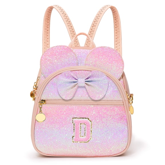 LOMYOLO Birthday Gifts for Girls Initial Mini Kids Backpack Girls Personalized Initial Crossbody Bag Gifts for Daughter Sister Niece, Lightweight Kid Backpacks for Preschool, Daycare, Travel - D
