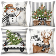 thumbnail image 1 of Lomyolo Merry Christmas Throw Pillow Covers Set of 4, 18x18 Inch Red Holiday Cushion Cases with Reindeer & Tree Print, Soft Xmas Decorations for Couch, Sofa, Winter Home Decor Gift, 1 of 7