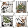 thumbnail image 1 of Lomyolo Merry Christmas Throw Pillow Covers Set of 4, 18x18 Inch Red Holiday Cushion Cases with Reindeer & Tree Print, Soft Xmas Decorations for Couch, Sofa, Winter Home Decor Gift, 1 of 6