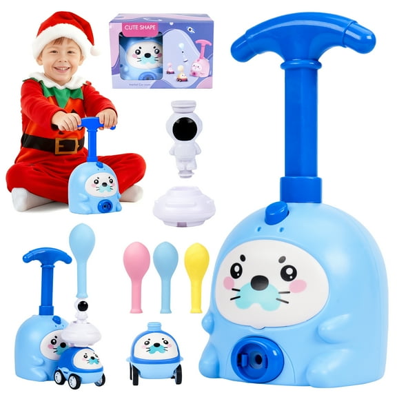 Lomyolo Play Vehicle with Balloon Powered Race Car and Rocket Launcher Toy Set for Ages 3, 4, 5, 6, 7, 8, 9,10,11,12 +Year Old, 4-12 Years Old Birthday Toy Gift for Girls Boys-Blue