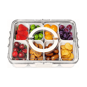 Lomyolo Portable Snackle Box Container Divided Serving Tray with Lid and Handle Clear Travel Organizer 8 Compartment Snackle Box Adults, Snack Box Container - Fruit, Vegetable, Candy
