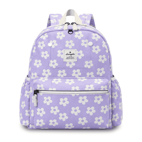 Lomyolo Toddler Backpack for Girls & Boys 2-5 Years, Preschool Kids Backpack School Bookbags with Reflective Strip & D-rings, Lightweight, Perfect Corduroy Back to School Gift Fit 13.5" Folder