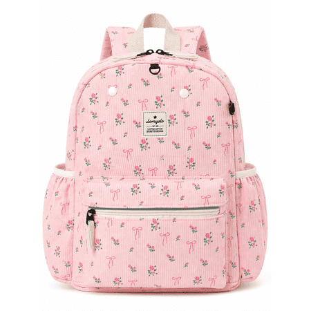 Lomyolo Toddler Backpack for Girls & Boys 2-5 Years, Preschool Kids Backpack School Bookbags with Reflective Strip & D-rings, Lightweight, Perfect Corduroy Back to School Gift Fit 13.5" Folder