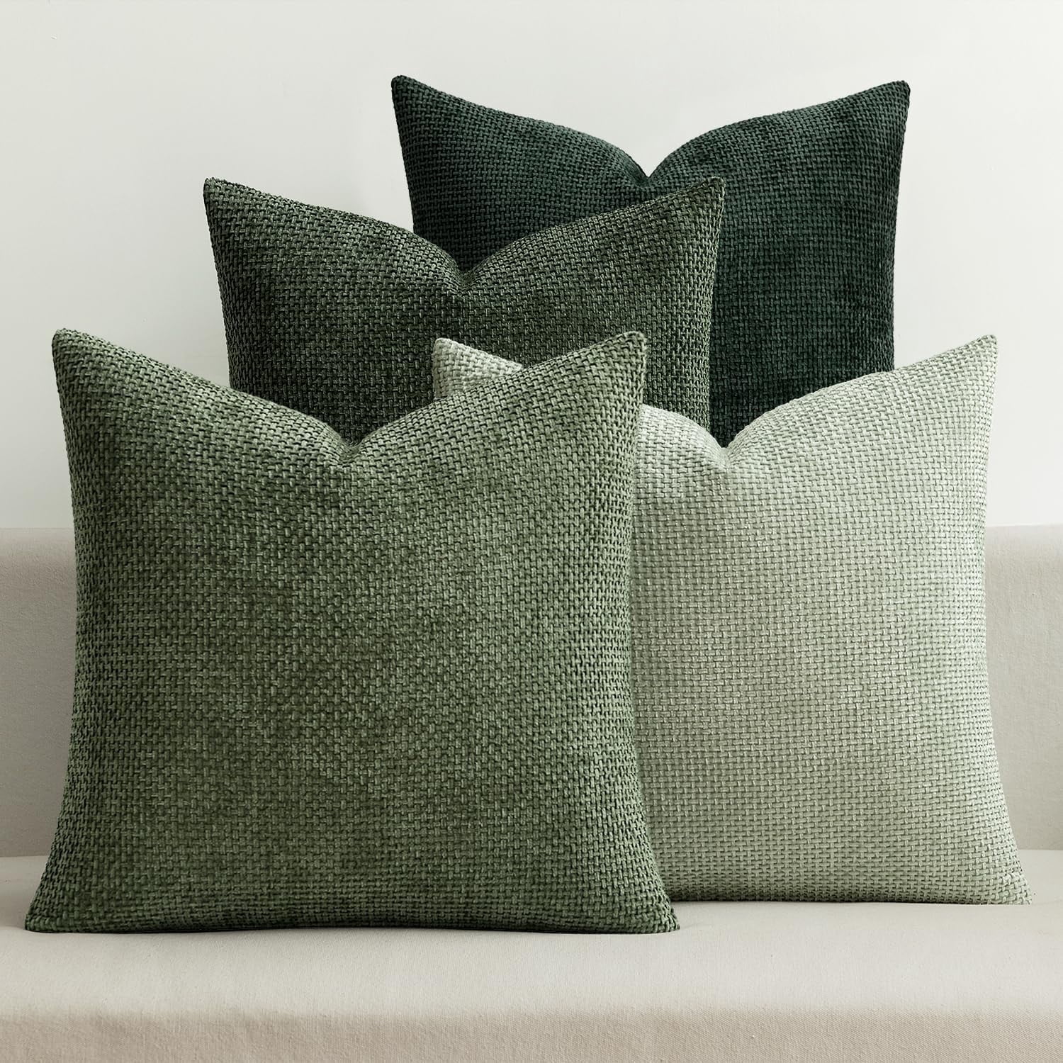 Lomyolo Set of 4 Chenille Pillow Covers - 18x18 Inch Soft Farmhouse Decor for Couch, Sofa, Bedroom Spring Summer Farmhouse Accent Boho Cushions Decor