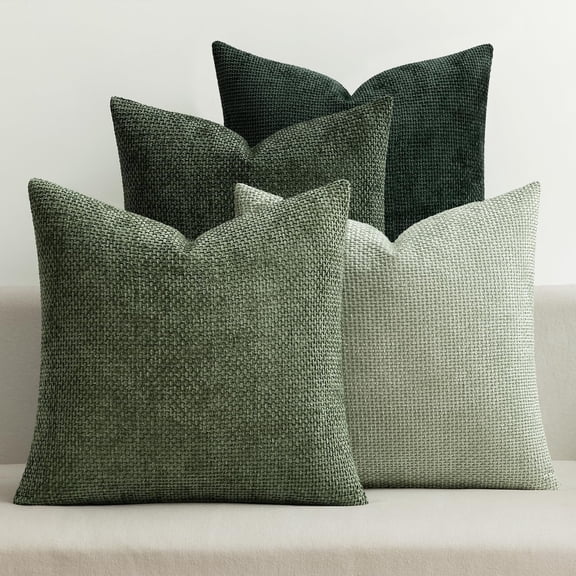 Lomyolo Set of 4 Chenille Pillow Covers - 20x20 Inch Soft Farmhouse Decor for Couch, Sofa, Bedroom Spring Summer Farmhouse Accent Boho Cushions Decor