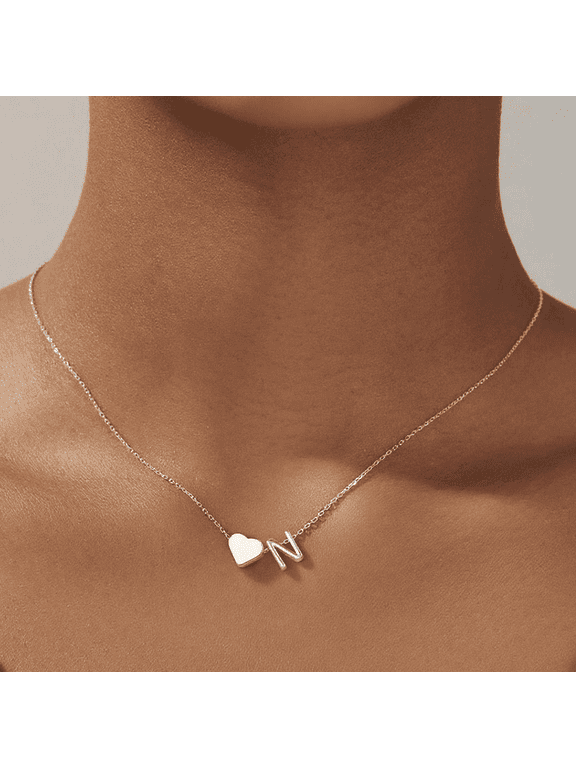 Silver Initial Necklaces for Women, Dainty Gold Letter Necklace Tiny A-Z Pendant Choker Necklace Trendy Cute Personalized Monogram Name Necklace Gold Jewelry Necklace for Women Gift