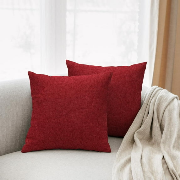 Lomyolo Throw Pillow Covers Decorative Linen Burlap 2 Pack Throw Cushion Case 16''x16''