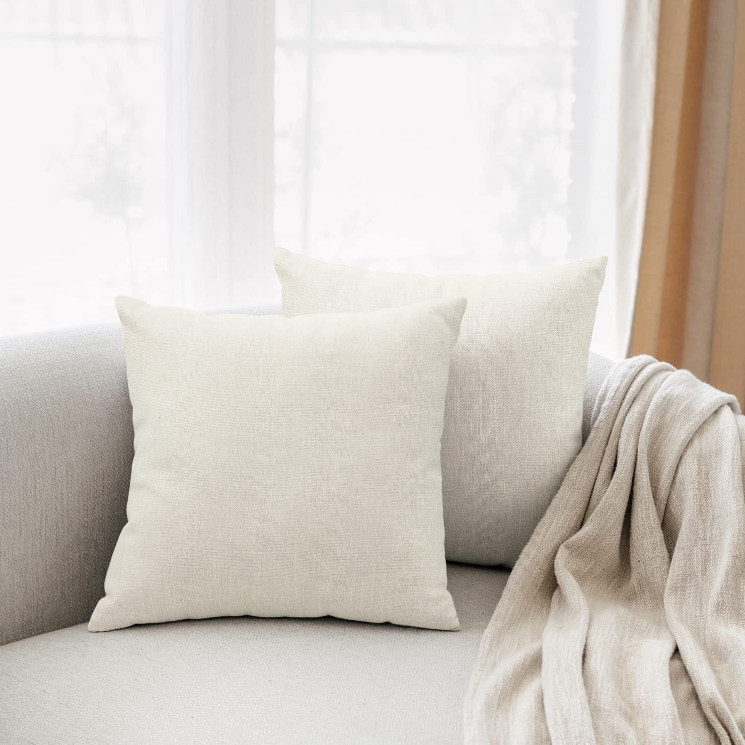 Lomyolo Throw Pillow Covers Decorative Linen Burlap 2 Pack Throw Cushion Case 18''x18'' - Walmart.com