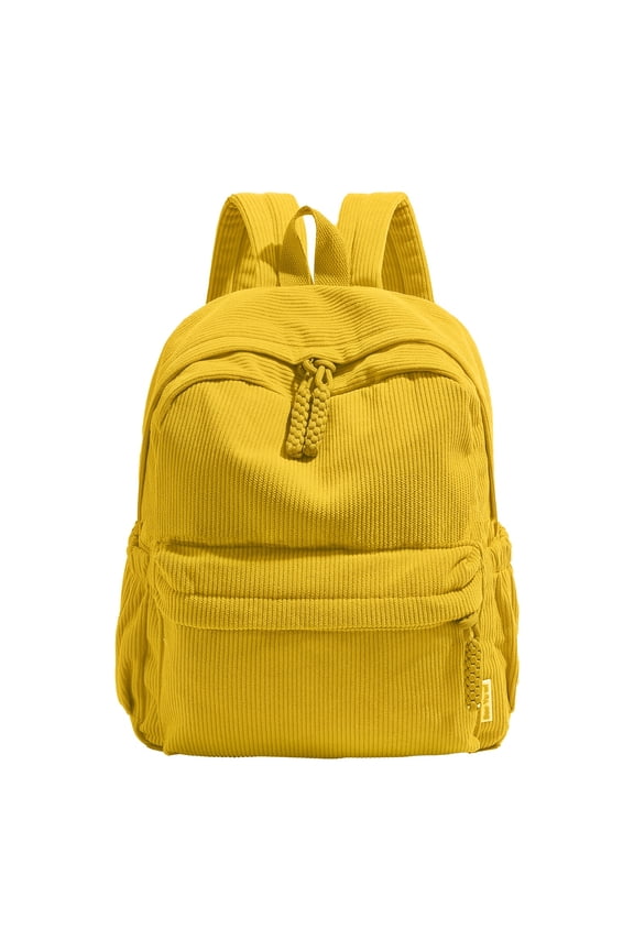 School Backpack for Women 4 5 6 7 8 9 10 11 12 13 Year Old Daughter Corduroy Backpack Lightweight Bookbag for School, Travel Cute Gift - Yellow