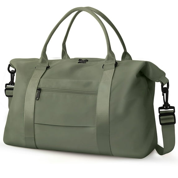 Lomyolo Travel Duffel Bag for Women - Large Weekender Bag with Shoe Compartment, Trolley Sleeve & Waterproof Pocket - Lightweight Gym, Sports, Overnight Trips Luggage & Tote Bag-Dark Green