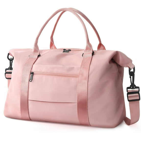 Lomyolo Travel Duffel Bag for Women - Large Weekender Bag with Shoe Compartment, Trolley Sleeve & Waterproof Pocket - Lightweight Gym, Sports, Overnight Trips Luggage & Tote Bag-Pink