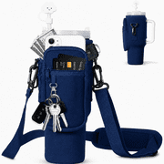 Water Bottle Carrier Bag for 40oz Tumbler - Neoprene Gym Bottle Holder Pouch with Adjustable Strap, Phone Pocket, Water Bottle Pouch Sleeve Accessories for Fitn