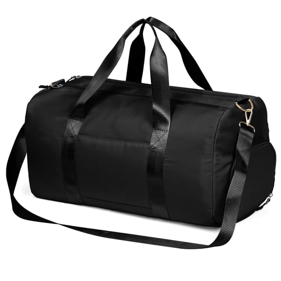 Lomyolo Women's Travel Duffle Bag - Large Weekender Bag Tote with Shoe Compartment Waterproof Pocket Carry-On Luggage Bag for Overnight Trips, Yoga,Gym,Sports & Dance Hospital-Black