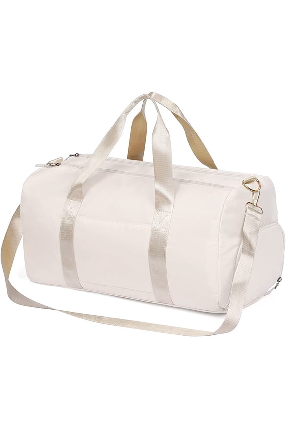 Women's Travel Duffle Bag - Large Weekender Bag Tote with Shoe Compartment Waterproof Pocket Carry-On Luggage Bag for Overnight Trips, Yoga,Gym,Sports & Dance Hospital-White