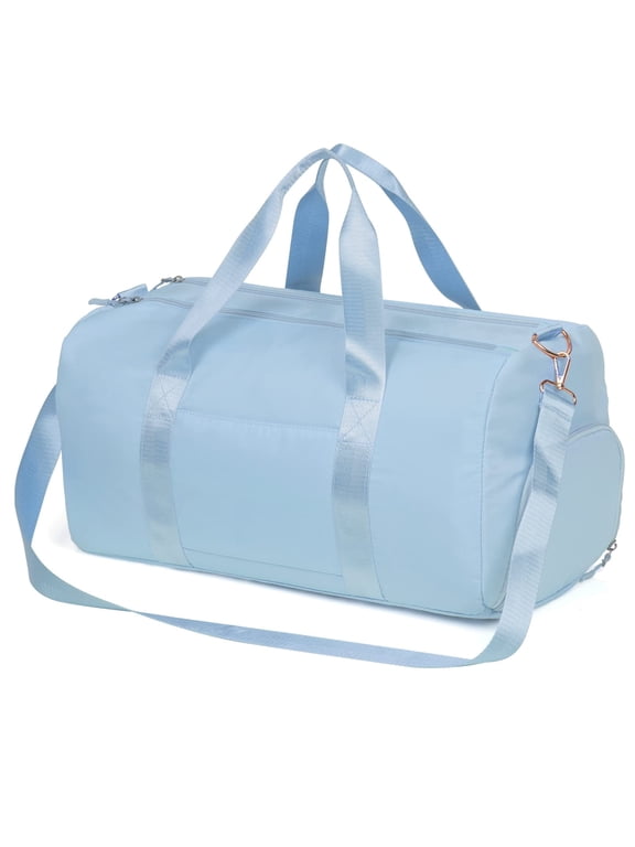 Women's Travel Duffle Bag - Large Weekender Bag Tote with Shoe Compartment Waterproof Pocket Carry-On Luggage Bag for Overnight Trips, Yoga,Gym,Sports & Dance Hospital-Sky Blue