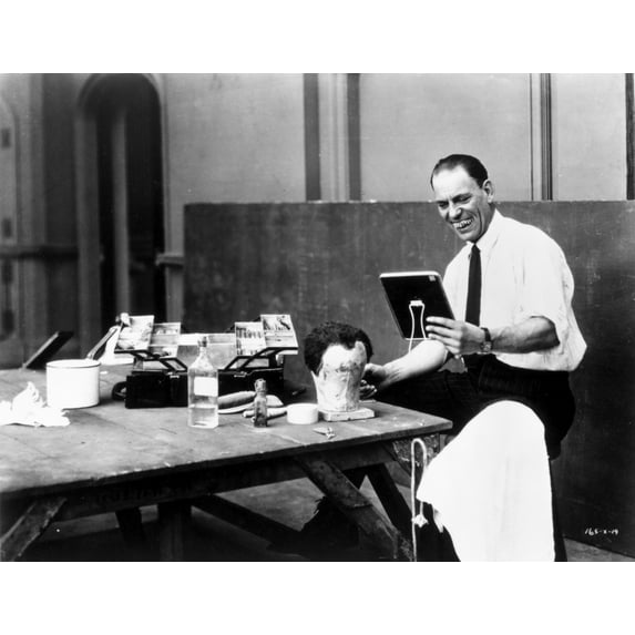 Lon Chaney with disguises on a film set Photo Print (8 x 10)