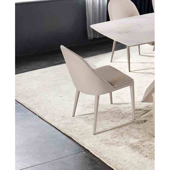 LonKwa Set of 2 Contemporary Brown Leatherette Dining Chairs, Fully Upholstered Side Chairs with Arch Top-Stitching, Modern Dining Room Furniture Seating