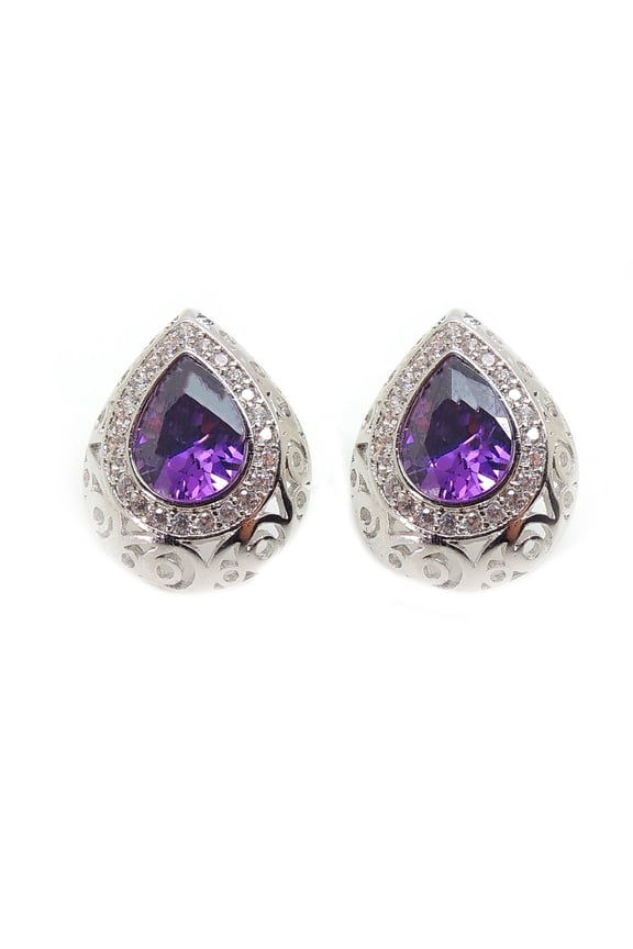Lona Teardrop Pear purple Cz Stud Earrings Women Ginger Lyne Collection