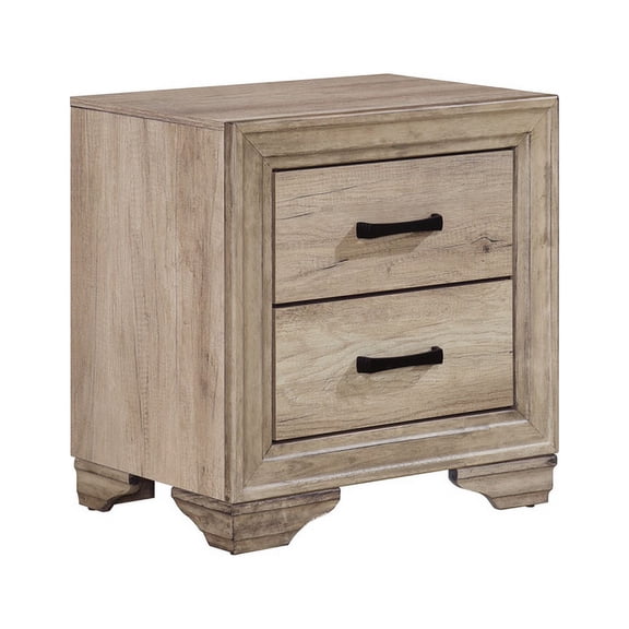 Lonan Collection Rustic Contemporary Nightstand with Industrial-Inspired Weathered Look