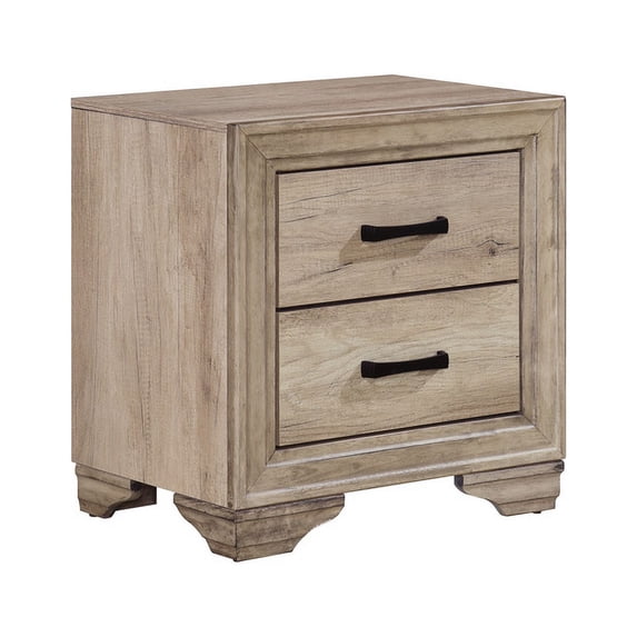Lonan Collection Rustic Contemporary Nightstand with Industrial-Inspired Weathered Look
