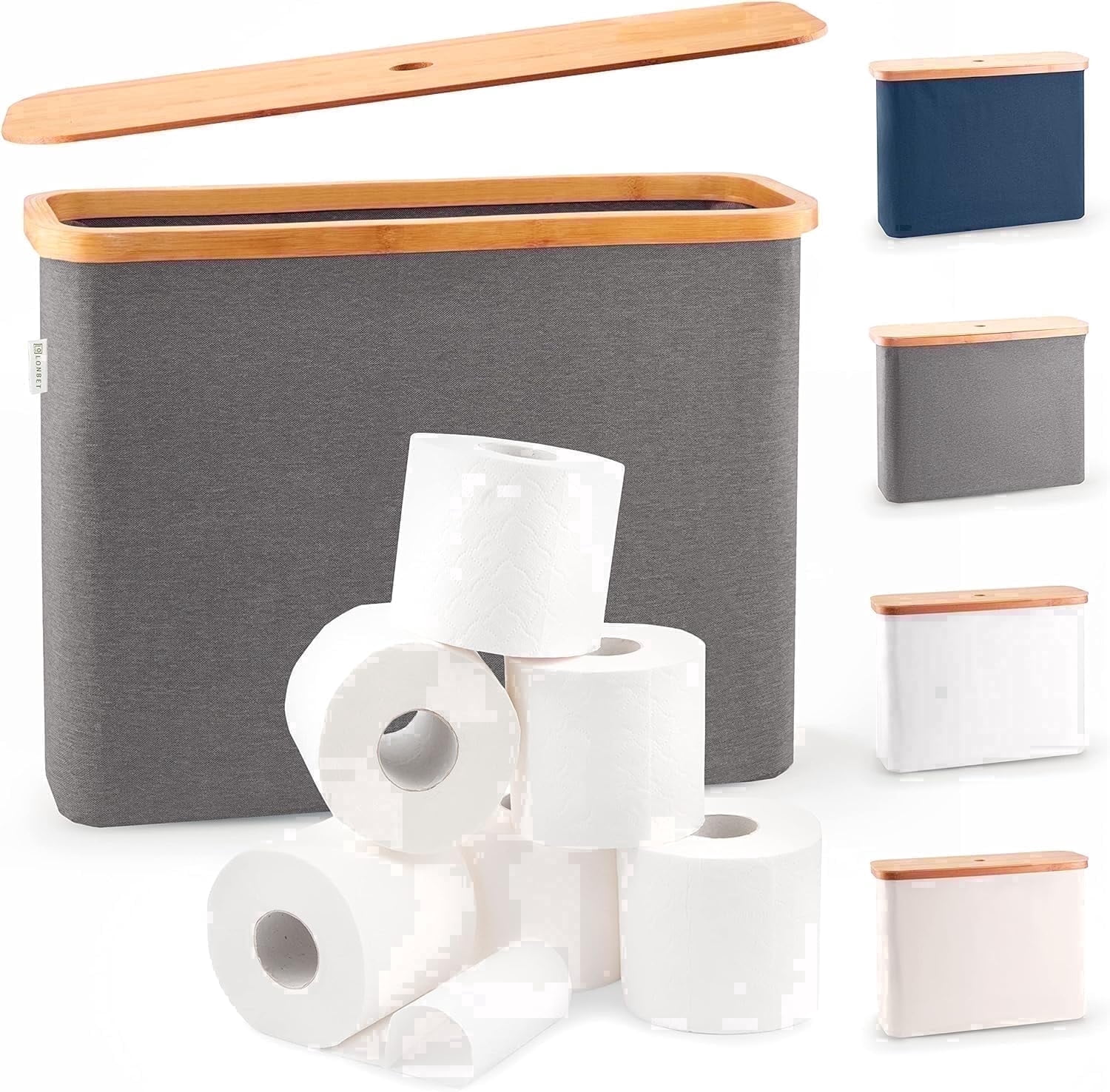Lonbet Toilet Paper, 12 Rolls, Beige and Grey