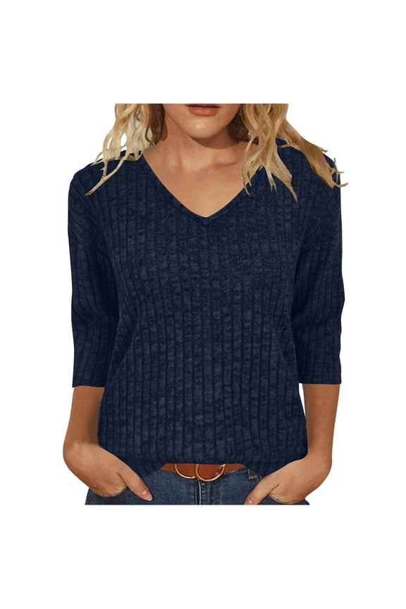 3/4 Sleeve Sweaters for Women Plain Sweaters Pullover Sweaters Office Sweaters Cozy Fall Sweaters Fall Sweater Knit Sweater Warm Sweaters Raglan Sleeve Tops Women's Stacking Sweater