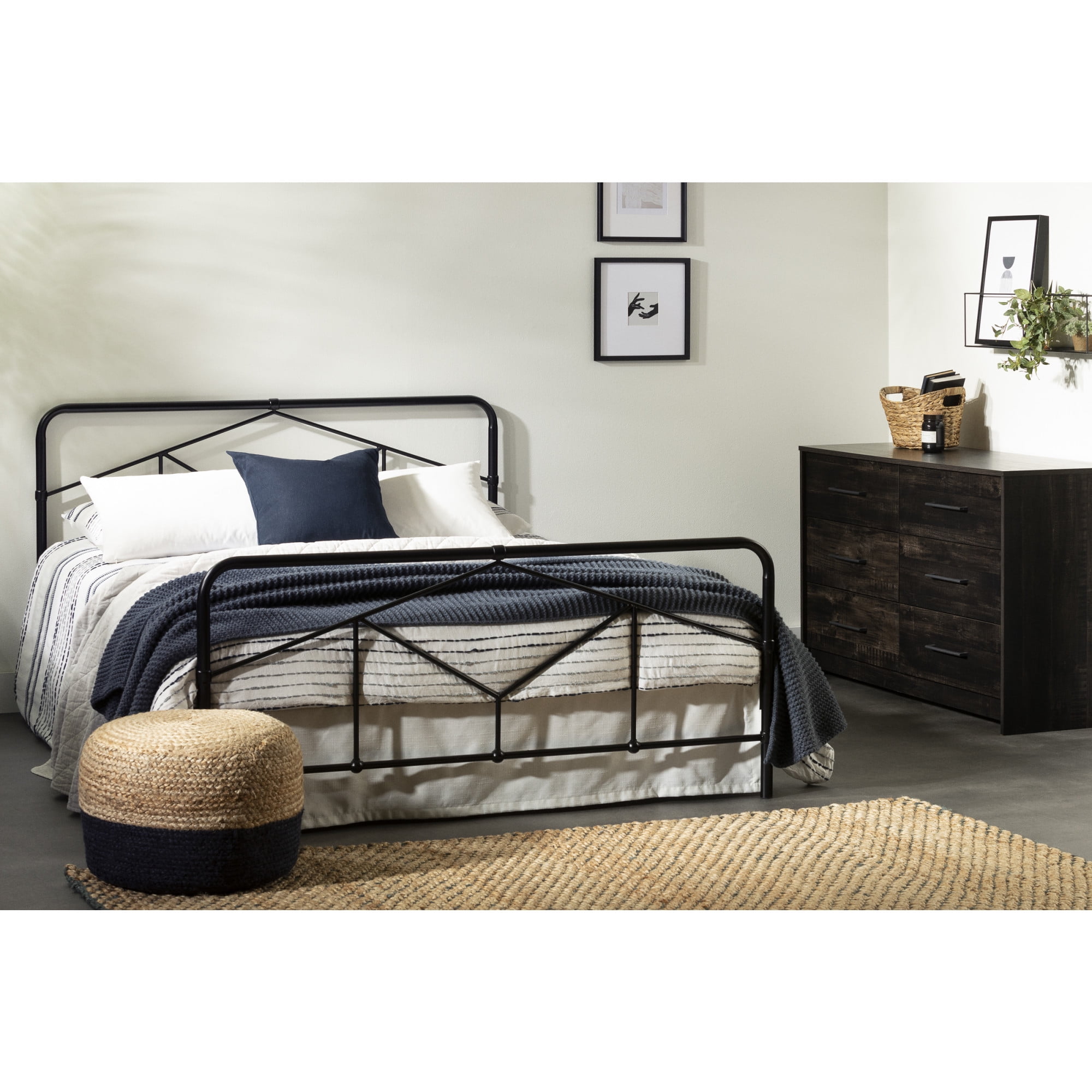 Londen Rubbed Black 6-Drawer Industrial Double Dresser