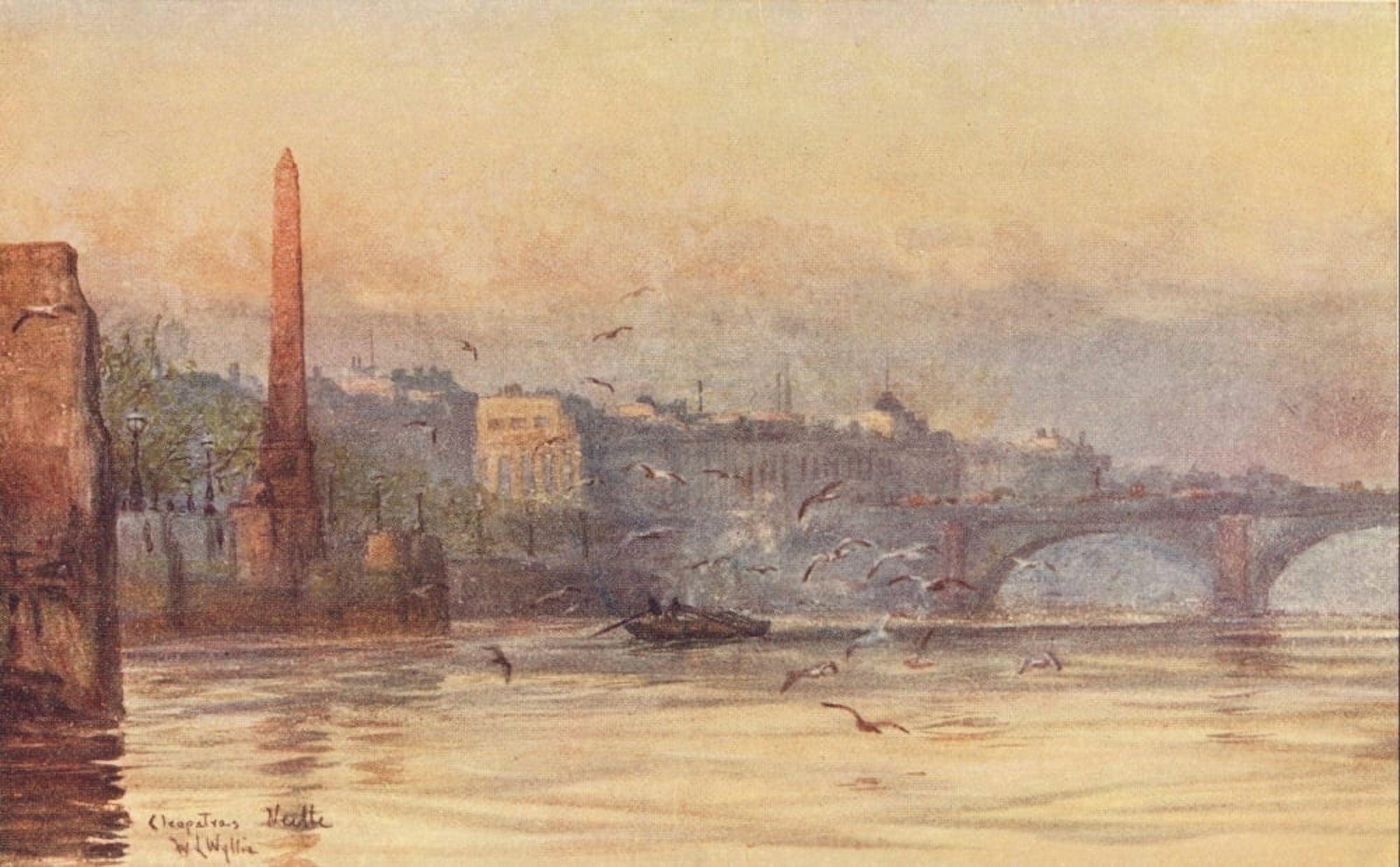 London 1910 Cleopatras Needle Canvas Art - William Wyllie (24 x 36)