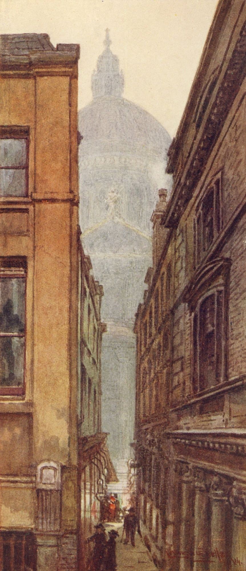 London 1910 St Pauls from Paternoster Row Canvas Art - Lawrence Deller (24 x 36)