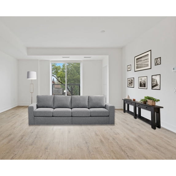 London 4 Seater Sofa in Light Gray Linen