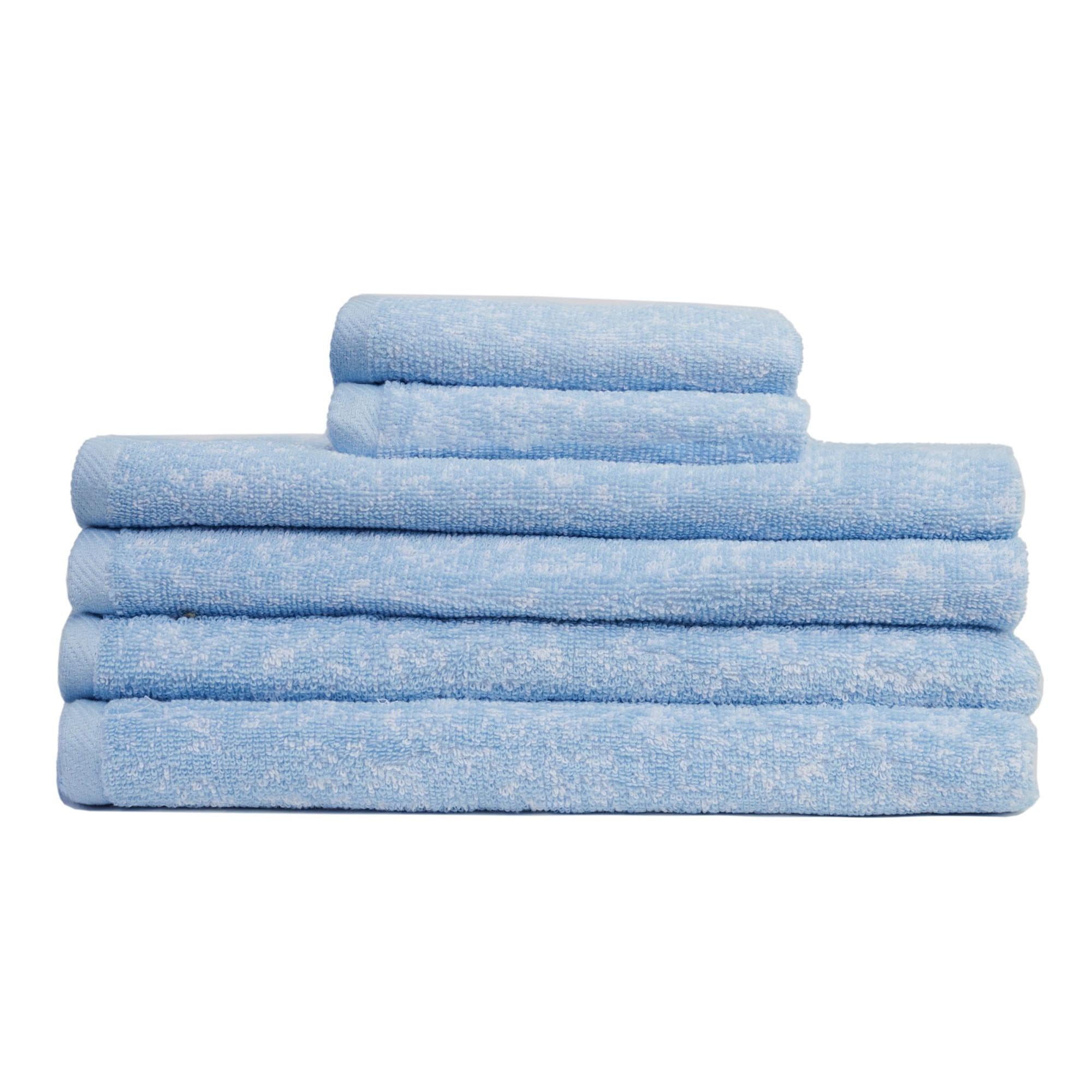 London 6-Piece 100% Cotton Bath Towel Set in Med Blue